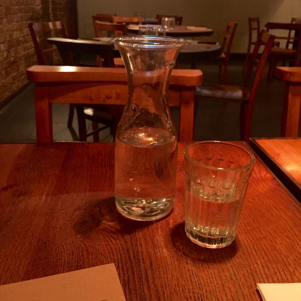 Water at Jamies Pizzeria