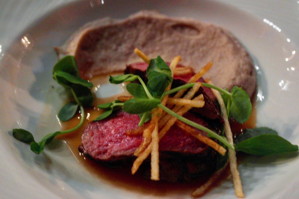 Hertford College Kitchen Lamb Loin, Lamb Shoulder & Pedro Ximenez Ragu, Cauliflower Puree, Potato Straws