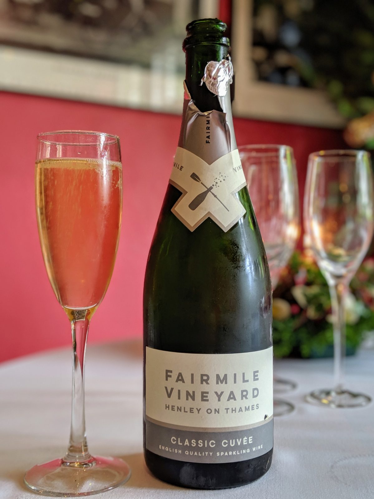Fairmile Vineyard sparkling wine at The Baskerville's Christmas Preview in Henley | Image Credit Bitten Oxford