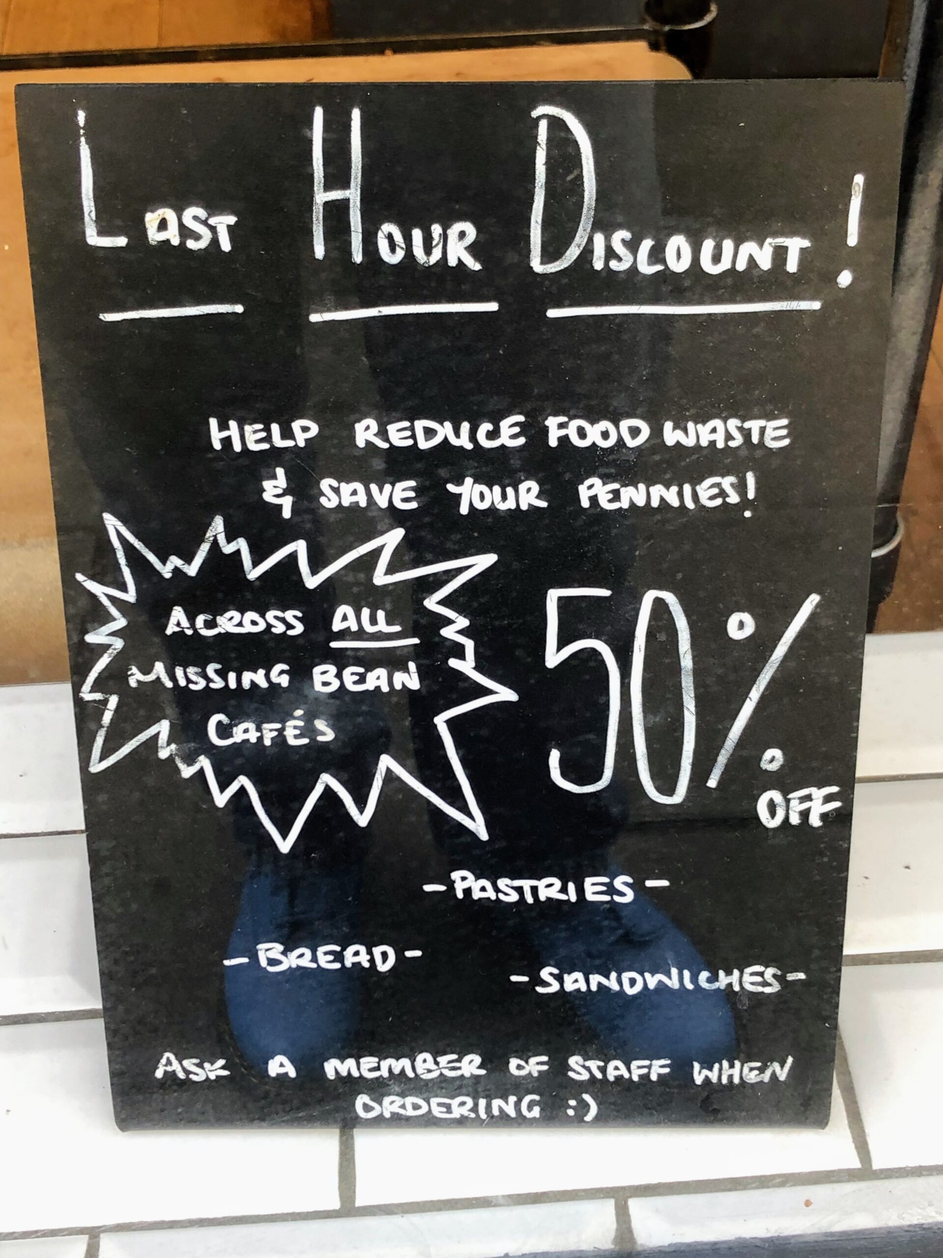 Missing Bean, last hour discount sign