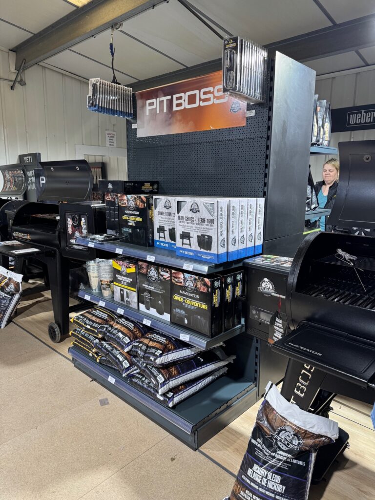 Stand with Pitboss bbq accessories on